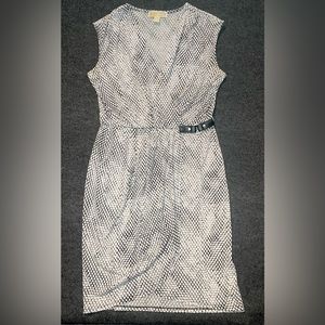 Michael Kors Women’s S Snake Print Side Buckle Faux Wrap Dress Sleeveless V Neck